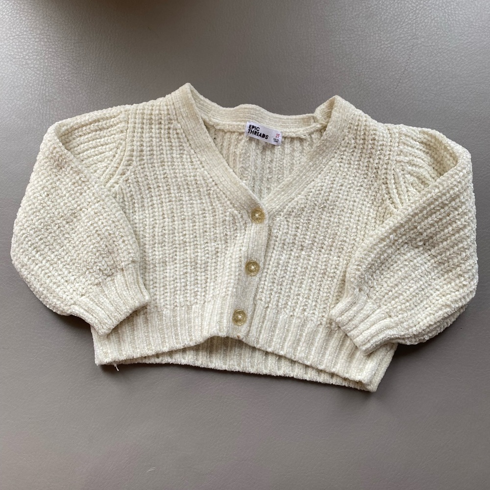 EUC- Epic thread little  Girls Balloon Sleeve Cardigan size 2